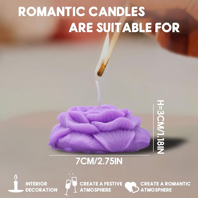 3 Colors Peony Flower Shaped Low Temperature Candles Soy Wax Low Temperature Candle Used for Romantic Night Decoration
