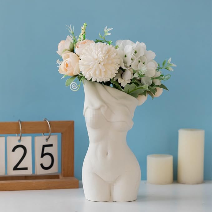 Body Vase Female Form,White Ceramic Vase Unique Undressing,Female Body Vase Modern Curve Art Body Flower Vase for Home Decor Table Decor 7.28x3.94x3.54inches(White)