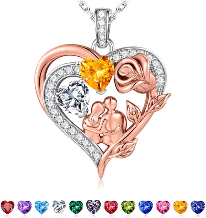 Iefil Valentines Day Gifts for Her - 925 Sterling Silver Birthstone Necklace for Women, Anniversary Birthday Gifts for Wife Girlfriend Mom