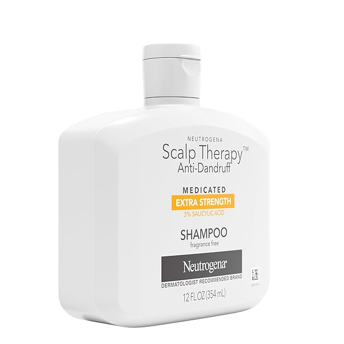 Neutrogena Scalp Therapy Anti-Dandruff Extra Strength Medicated Shampoo with 3% Salicylic Acid, Helps Prevent, Fight, & Control the Recurrence of Dandruff, Fragrance Free, 12 fl. oz