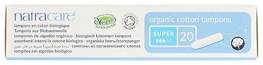 Natracare Non-Applicator 100% Organic Cotton Tampons, Super, Totally Chlorine Free, Biodegradable and Compostable (1 Pack, 20 Tampons Total)