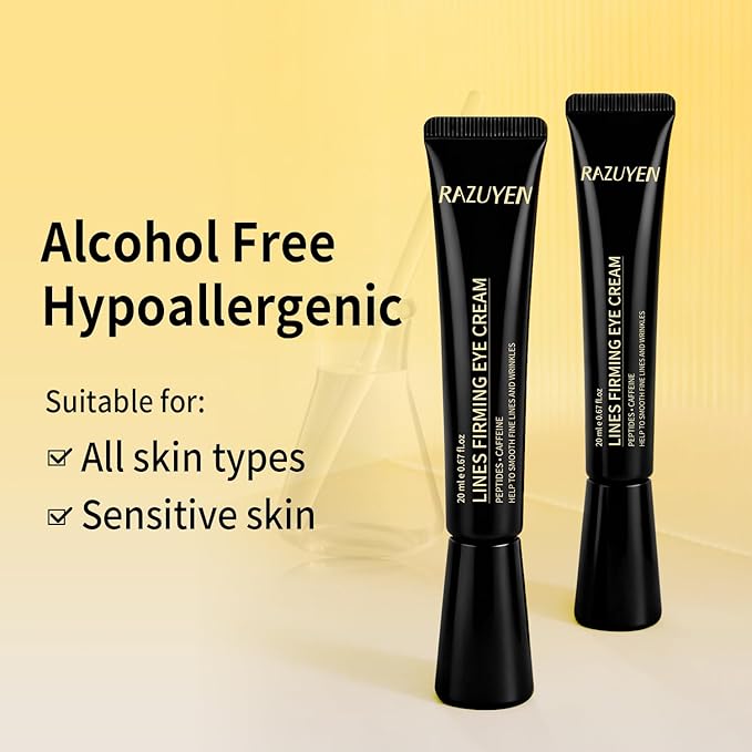 Under Eye Cream for Dark Circles Fading, Puffiness and Wrinkles, Hyaluronic Acid + Peptide + Caffeine Eye Cream Anti Aging, Hydrating Eye Care, 20ml/0.67 fl oz