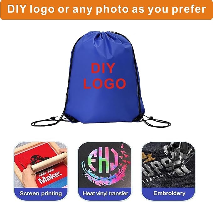 Drawstring Backpack Bulk 40Pcs Draw String Backpack Bags DIY Gym Sports Traveling Yoga Cinch Bag Sackpack Drawstring (royal blue bluenoye)