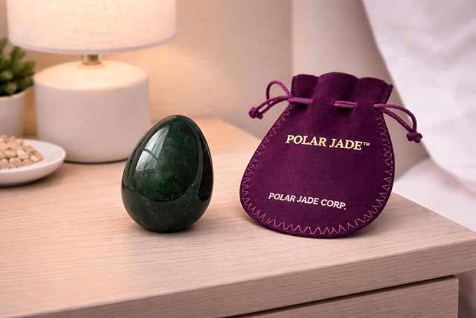 Nephrite Jade Stone Egg – Large Size (50 × 35 mm), 100% Natural Canadian Jade (BC Jade), Polished Gemstone Egg