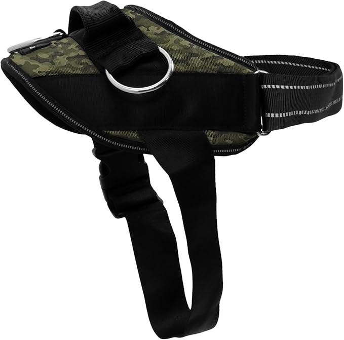 ShawnCo Essential Dog Harness, No-Pull Pet Vest (Military Camo,M) | 3 Leash Clips, Easy On, No-Choke, Reflective, Adjustable Fit, Padded Comfort, Control Handle, For Small, Medium & Large Dogs