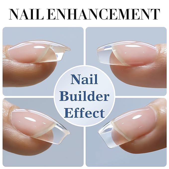 Double Rhythm 0.5Oz Nail Strengthener Rubber Gel Nail Polish 15ml Clear Builder in a Bottle Nail Thickening Extension Hard Structure Gel Glue (Clear 8 in 1-1)