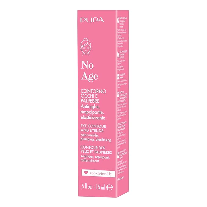 Pupa Milano No Age Contour and Eyelids, 0.5 oz, Eye Cream, Under Eye Cream, Eye Firming, Plumping, with Cranberry Extract, Brightening Eye Cream