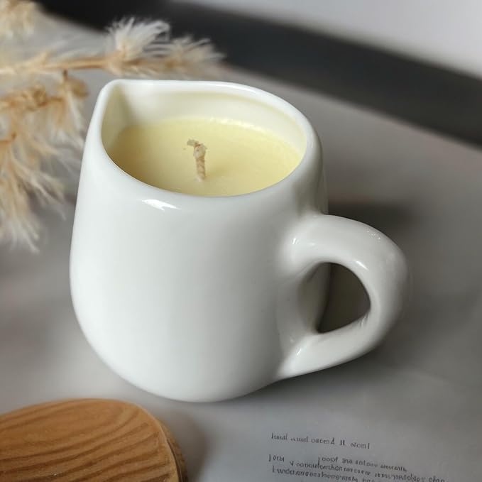 Massage Candle Moss & Sweet Fern – Warm Body Oil Candle with Natural Butters – Sensory Self-Care & Skin Moisturizing – 2.6 Oz White Carafe with Handle – Second Life After Care