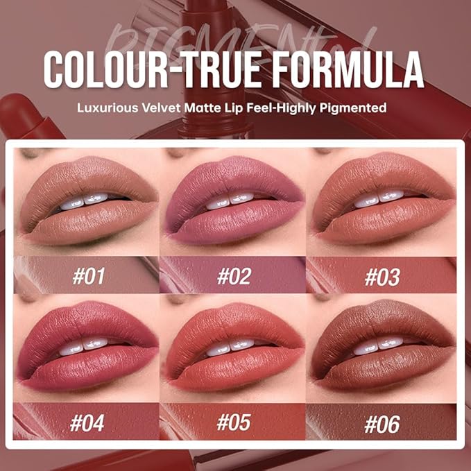 Matte Lipstick Crayon Set, Muted Nude Brown & Dusty Rose Mauve & Deep Rosewood – Waterproof Long Lasting Lip Liner Pencil, High Pigment Creamy Velvet Lipstick, Non-Drying Lip Color for Women, 01+02+04
