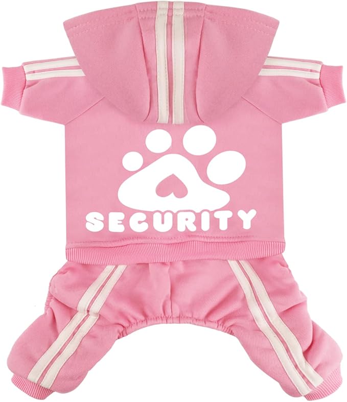 Dog Hoodie Security Clothes 4 Legs Jumpsuit Sweatshirt Hoodies Soft & Warm Dog Outfit Pullover Dog Winter Clothes Sweater for Small Medium Large Dogs Cats (Pink, Large)