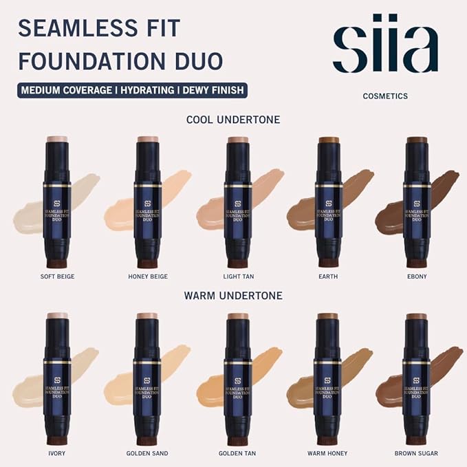 SIIA Cosmetics Seamless Fit Foundation Duo in SW03 Light Tan