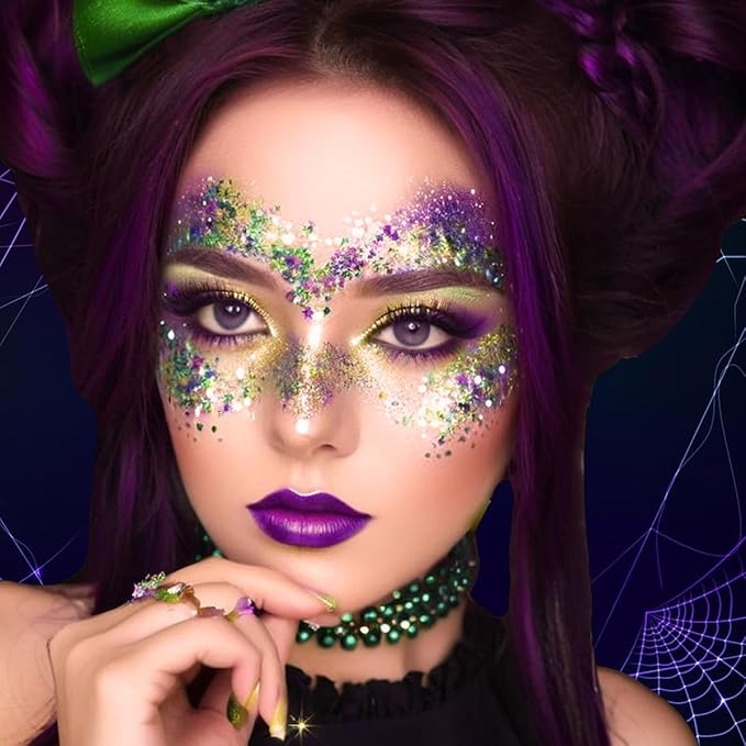 Mysense Green Body Glitter Stick,Christmas Face Hair Glitter Stick,Stocking Stuffers,Sparkling Chunky Mermaid Glitter Face Paint Makeup,Festival Rave Outfit St Patricks Day Accessories for Women