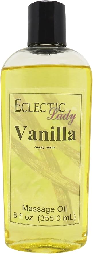 Vanilla Massage Oil, 8 oz, With Sweet Almond Oil and Jojoba Oil