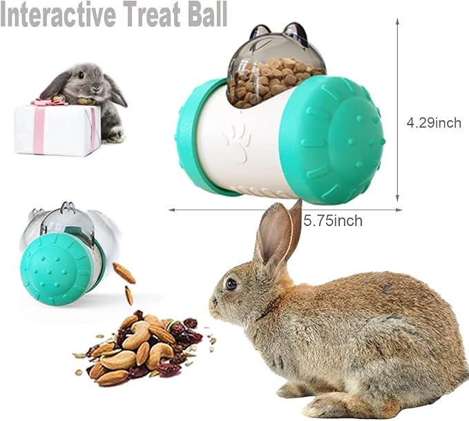 Interactive Treat Ball for Rabbits, Roll and Push, Use with Diced Carrot, Dried Herbs or Dried Fruit, Snack Toy Ball for Rabbits, Guinea Pigs, Chinchillas, Hamsters, Gerbils, Rat Ect