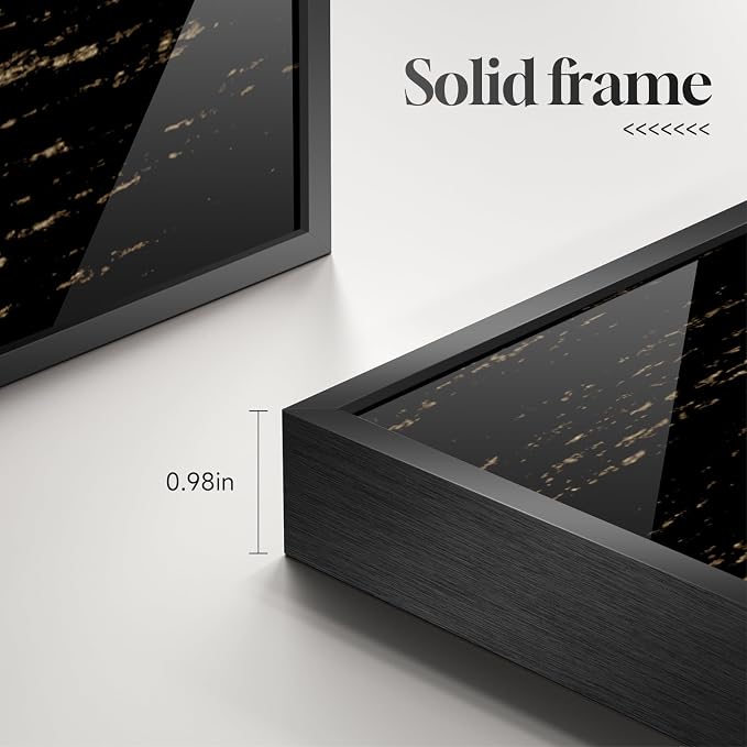 Framed Vertical Moon Wall Art Set of 2, Modern Black White Gold Landscape Canvas Prints Artwork for Walls, Long Narrow Night Sea Pictures for Living Room Bedroom Dining Room Entryway Hallway Wall Decor