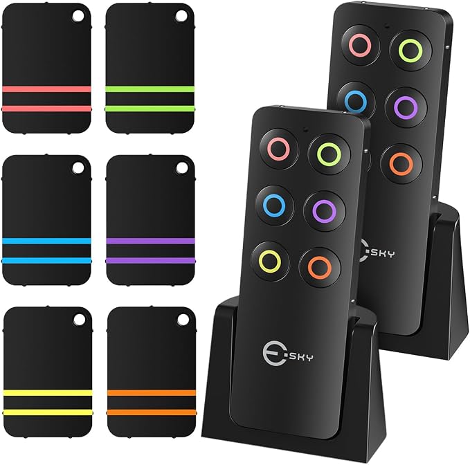 Esky 2 Transmitters and 6 Slim Receivers Key Finder with Sound 85dB | Remote Item Finder Locator Wallet Tracker Key Finders Beeper Tags for Finding Wallets Keys,Phone, Glasses, Pet Gifts for Men