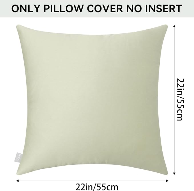 Thmyo 4-Pack 100% Cotton Comfortable Solid Decorative Throw Pillow Case Square Cushion Cover Pillowcase Sublimation Blank Pillow Covers DIY Throw Pillowcase for Sofa Bedroom(22x22 inch/ 55x55cm,Beige)