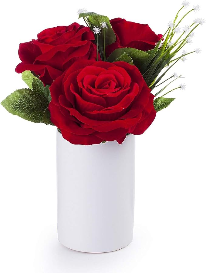WGV Ceramic Cylinder Vase Width 4" Height 6" Elegant Unique Modern Matte Floral Container Planter Pot Centerpiece for Event Party Wedding Office Home Decor, Smooth White 1 Piece