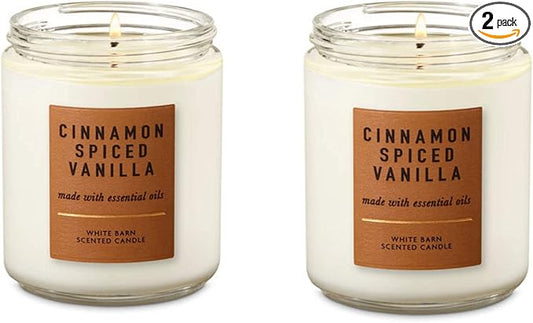 2 Pack Cinnamon Spiced Vanilla Single Wick Candle - 300g Each - Stress Relief Aromatherapy Scented Candles