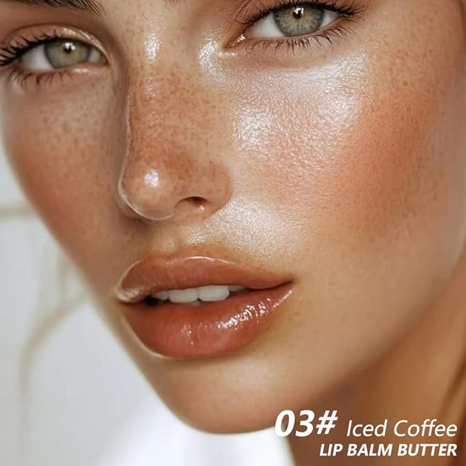 Summer Butter Lip Balm Lip Gloss, Ultra-Hydrating Natural Vegan Lip Balm, Sheer-Tinted Shine & Hydration, Soothes & Softens Dry Lips Skincare, Bálsamo labial hidratante #3 Iced Coffee
