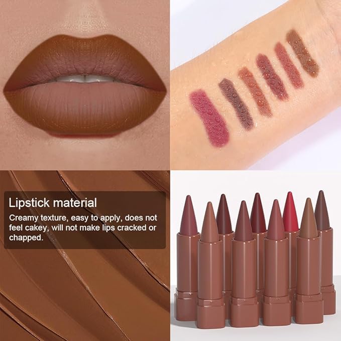 3Pcs Lip Liner and Lipstick Combo Sets, Gradient Matte lip bar matte lipstick And Lip Liner Set, Contour Gradual Ombre Effect Lip Pencil For Old Women, Long Lasting Waterproof Smudge Proof Lipstick