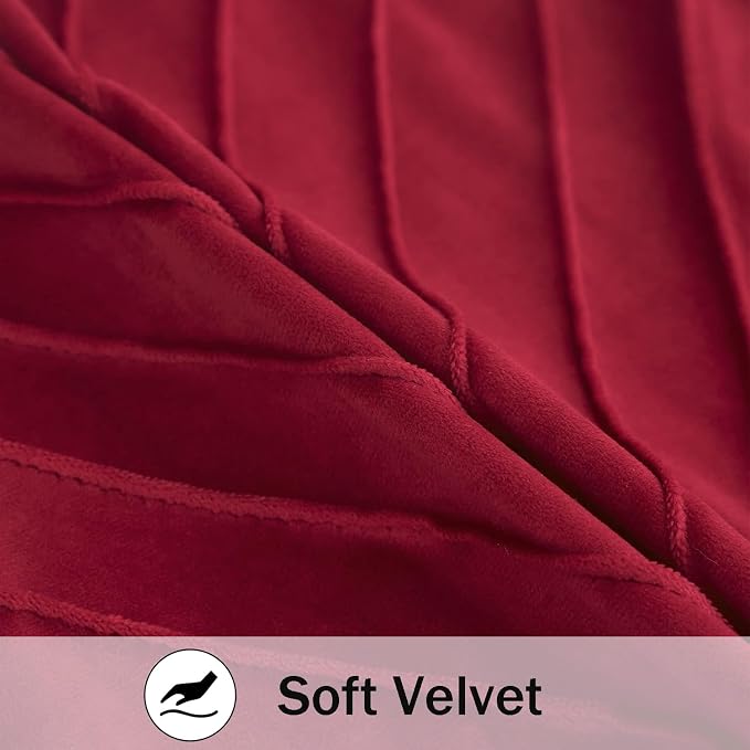 Velvet Throw Pillow Covers 26x26 inch Pack of 2 Gold Decor Red