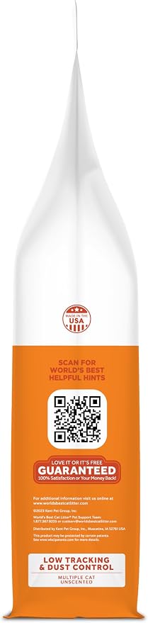 World's Best Cat Litter, Low Tracking & Dust Control, Unscented, 8 lb Bag