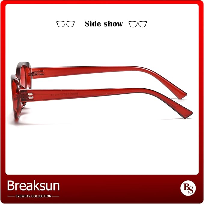 Breaksun Retro Oval Sunglasses for Women Men Fashion Small Oval Sunglasses 90s Vintage Shades