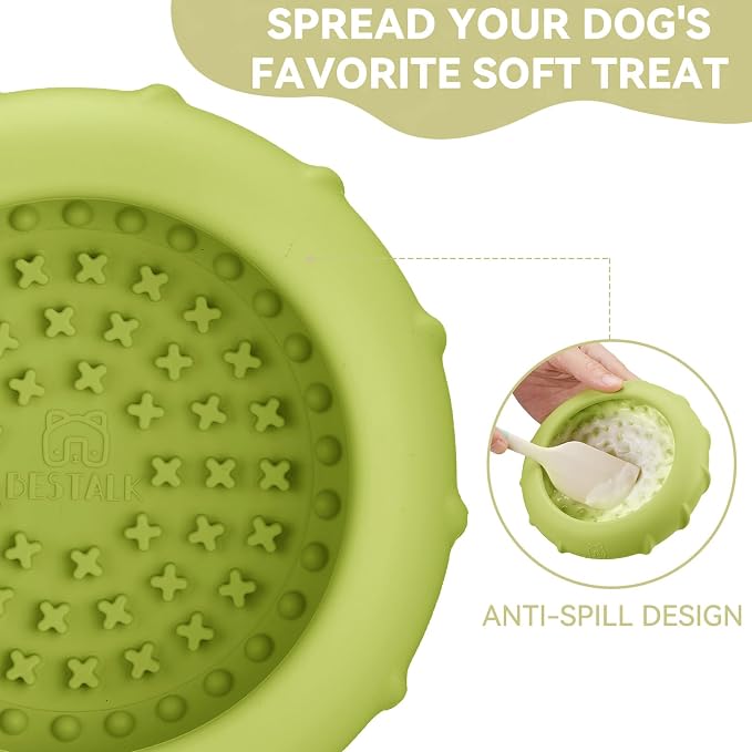 Dog Lick Bowl, Bestalk Wobbly Freeze Bowl Enrichment Feeder for Dogs, Anxiety Relief Lick Mat Puzzle Toy for Distraction, BPA Free Silicone, Dishwasher Safe(Green,S)