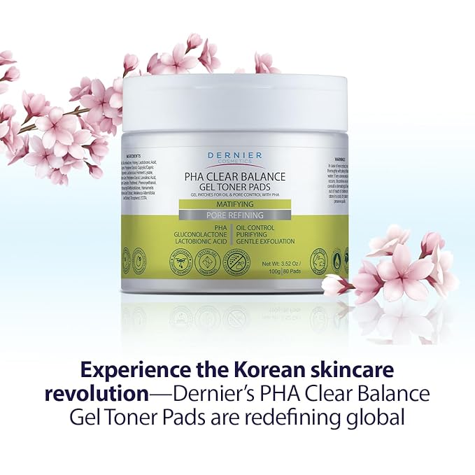 Dernier Beauty Exfoliating Face Pads – PHA & Gluconolactone Face Scrub with Astringent Action – Oil Control Pore Minimizer – Gentle Daily Exfoliation for Smooth Radiance | 100g - 80 Pads
