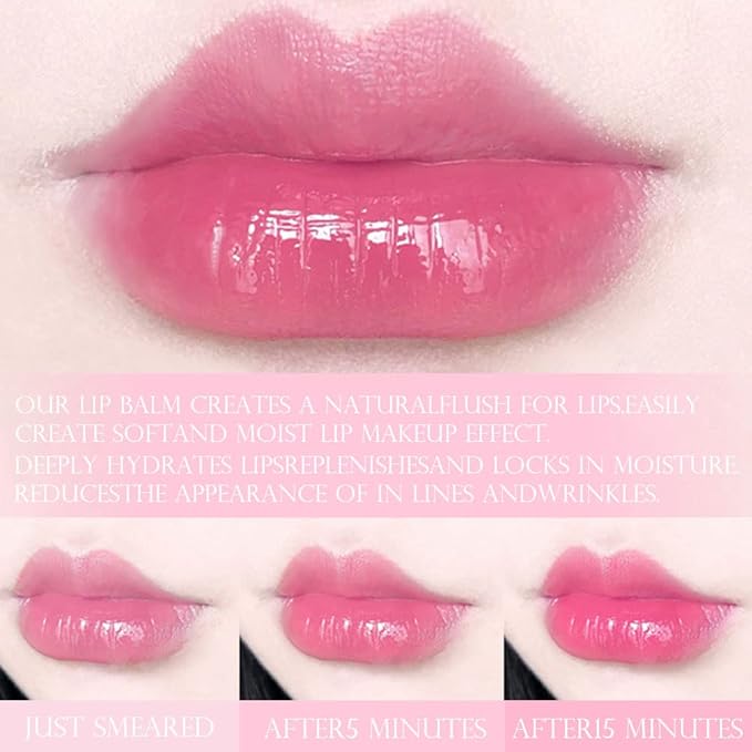 BINGBRUSH 2 Pcs Strawberry Color Changing Lipstick Queen,PH Mood Long Lasting Labiales Lip Gloss Lip Balm Tinted Magic Lip Stain Makeup Lipstick Set for Women