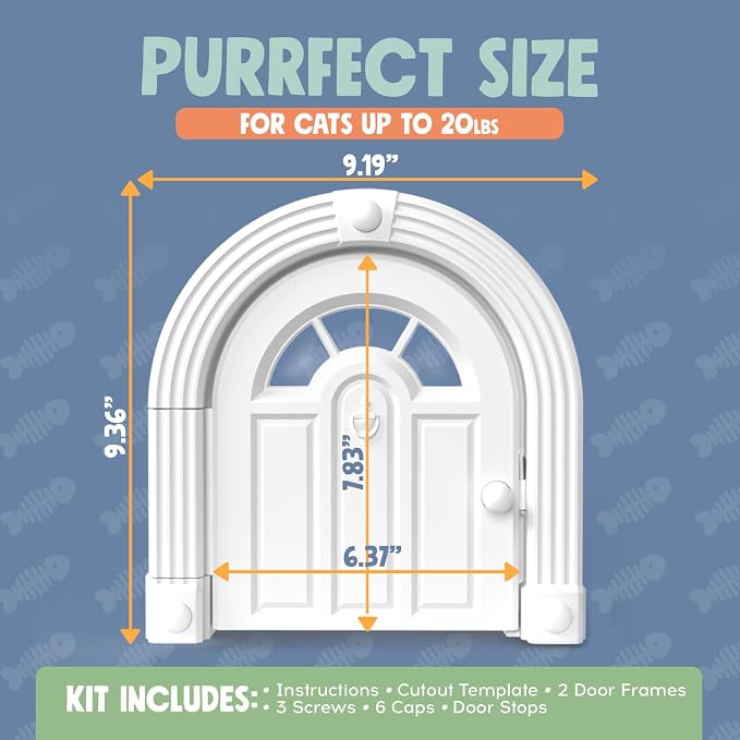 Purrfect Portal Meow Manor® Cat Door Interior Door - No-Flap, Fits Cats Up to 20 lbs, Easy DIY Setup, No Training Needed