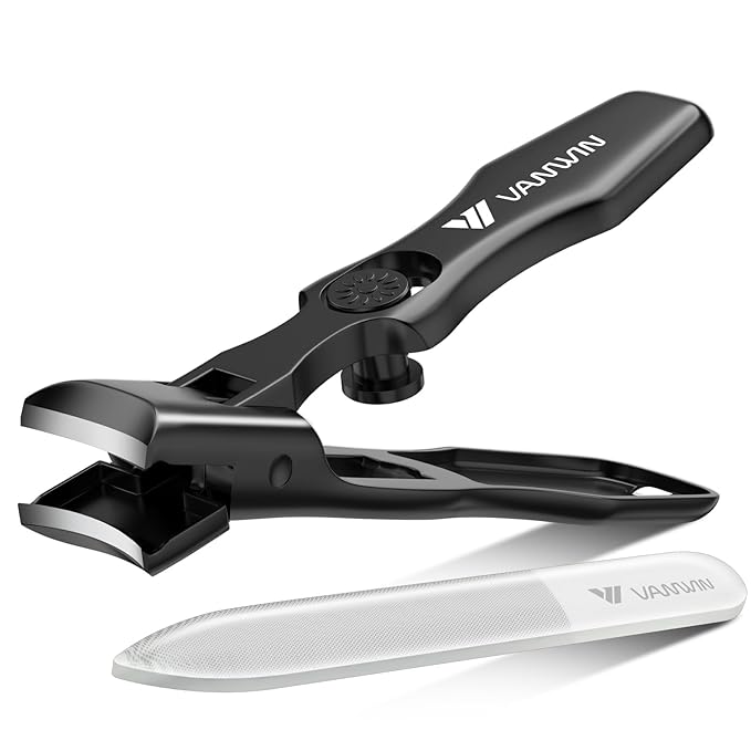 German Nail Clippers for Men Thick Nails, VANWIN Toenail Clippers for Seniors Large Wide Jaw Opening, Heavy Duty No Splash Fingernail Clipper with Safety Lock Nail Clippers with Catcher for Women