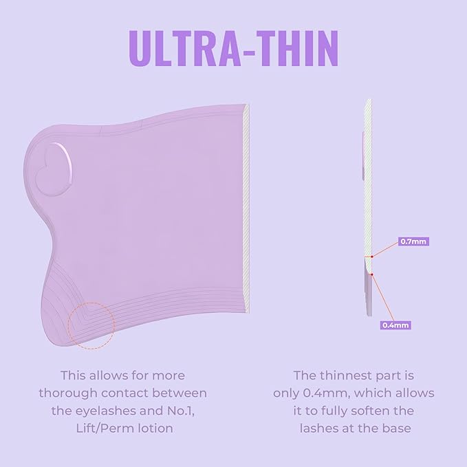 Libeauty Flat Lash Lift Shields, Glueless Ultra-Thin Korean Silicone Softening Pads for No.1 Perm Step Only, Reusable & Self-Adhesive Eyelash Lift Pads for Salon & DIY Home Use 1 Pair