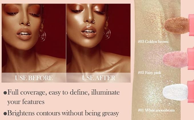 Glitter Powder Highlighter Makeup,Body Brightens the Natural and Face Blusher Patting Powder Highlighter Makeup Beauty Glitter.(02# Fairy pink)