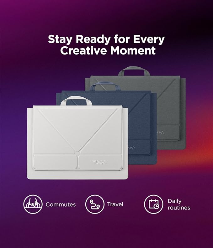 Lenovo Yoga Tote Sleeve Case for Laptops with 14-inch Display, Multi-Compartment Organizer with Convertible Stand, Lightweight Protective Polyester & Microfiber Sleeve, Cosmic Blue