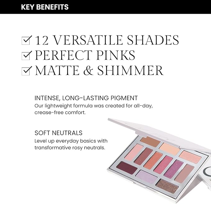 OFIR Shimmer 12-Shade Eyeshadow Palette | Buildable Pigment Adds Depth | Talc Free Eye Shadow Palette Makeup | Lightweight Powder Enhances Radiant Looks (Quiet Bloom)
