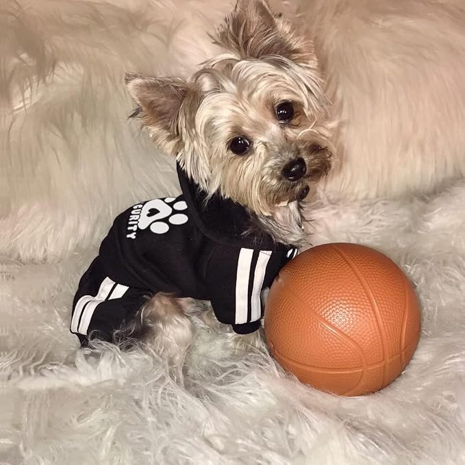 Dog Hoodie Security Clothes 4 Legs Jumpsuit Sweatshirt Hoodies Soft & Warm Dog Outfit Pullover Dog Winter Clothes Sweater for Small Medium Large Dogs Cats (Black, Small)