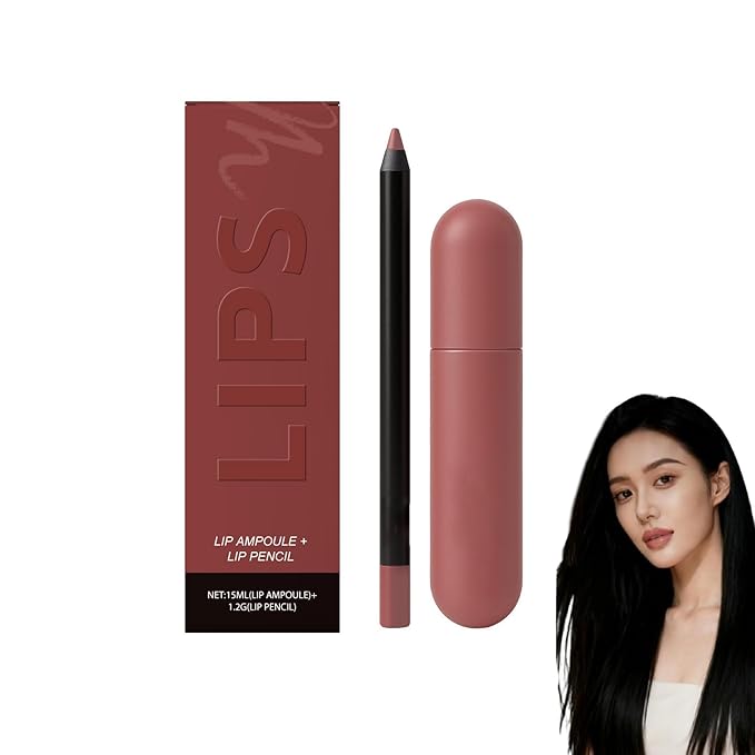 Color-Rich Lipampoules with Matching Lip Liner,Long-Lasting Moisturizing Lip Oil,Color & Care In Perfect Harmony, Glossy Lipstick And Lip Liner Set, for Womens (#01)