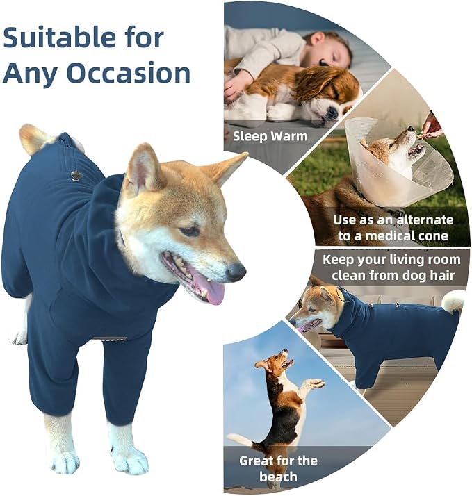 Dog Pajamas for Large Dogs,Extra Large Stretch, Suitable for Adult, Medium-Sized Dogs, Large Pet Jumpsuit Four-Legged Dog Clothes, Pet Clothing. (Blue, 2XL)