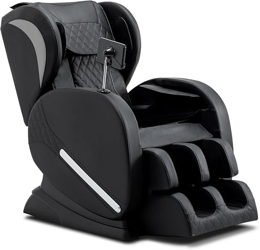 Zero Gravity Massage Chair - 8 Fixed Rollers Full Body Shiatsu with Back Heat, Foot Roller & Air Compression - Relieve Back Pain for Sedentary Workers/Elderly (Home Office Use)