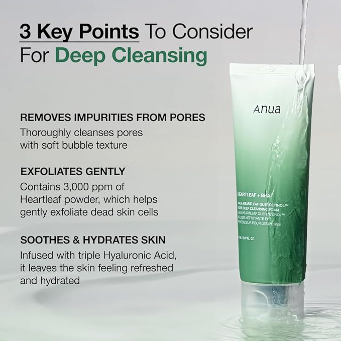 ANUA Mild Double Cleanser Duo for Facial wash : Heartleaf Pore Control Cleansing Oil Mild & Heartleaf Quercetinol Pore Deep Face Wash for Double Cleansing Routine, Korean Skincare