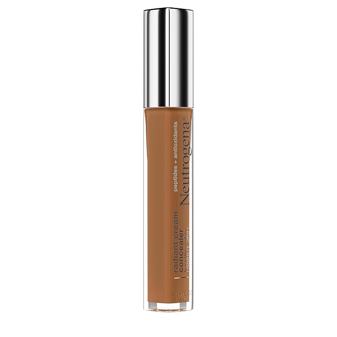 Neutrogena Healthy Skin Radiant Brightening Cream Concealer with Peptides & Vitamin E Antioxidant,Lightweight ing Concealer Cream,Non-Comedogenic,Pecan Medium/Deep 02 with warm undertones,0.24 oz
