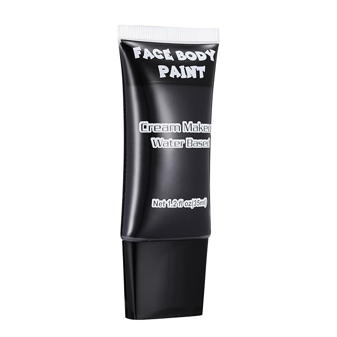 CCbeauty Black Face Paint, Cream Face Painting Kit, Professional Water Based Body Paint, Full Coverage Foundation Makeup, Halloween SFX Makeup For Clown Joker Skeleton Ghost Zombie Vampire Cosplay