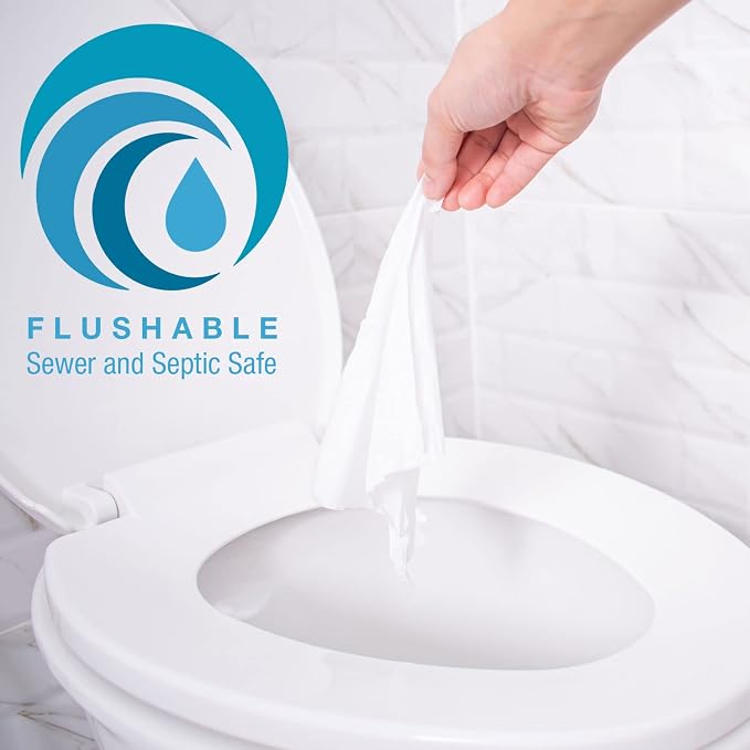 HealthSmart Flushable Wipes, 180 Total Wipes, Gentle on Sensitive Skin, Easily Disintegrates, Alcohol-Free Wipes for Adults or Babies, 3 Packs of 60, FSA & HSA Eligible