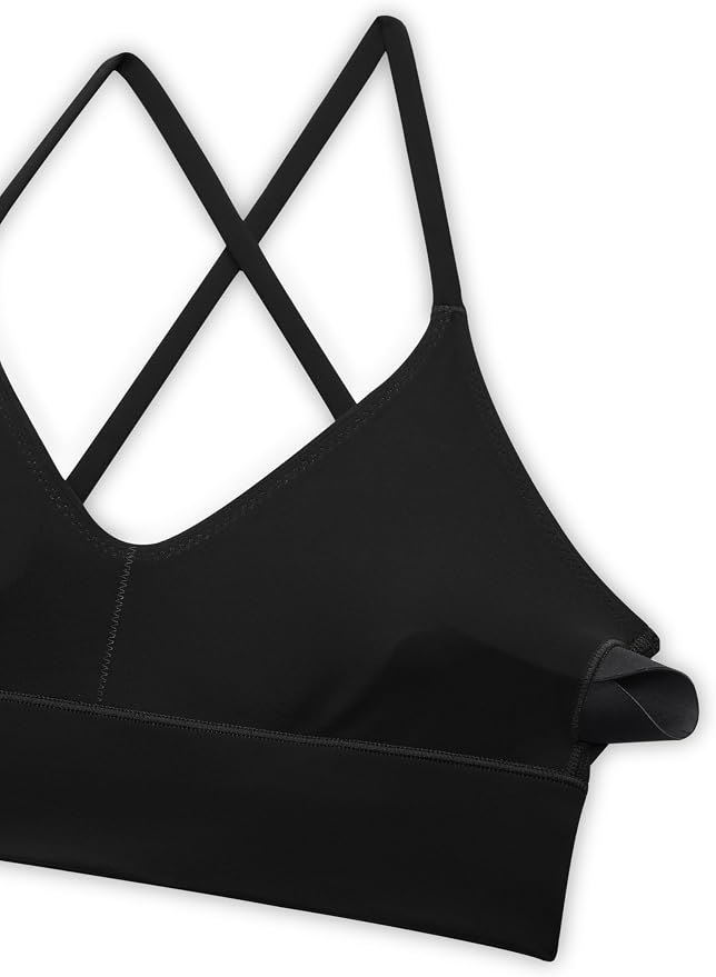 CRZ YOGA Butterluxe Thin Straps Cross Back Longline Sports Bras for Women - Padded V Neck Yoga Crop Top
