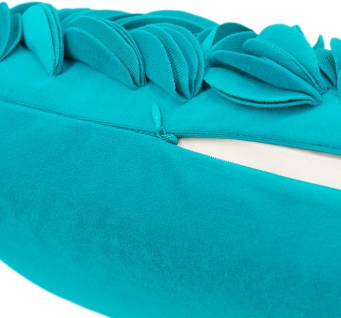 KINGROSE 3D Flower Pillow Case Handmade Decorative Throw Pillow Cover Solid Rectangular Cushion Cover for Sofa Couch Bed Living Room 12 x 20 Inches Wool Dark Cyan