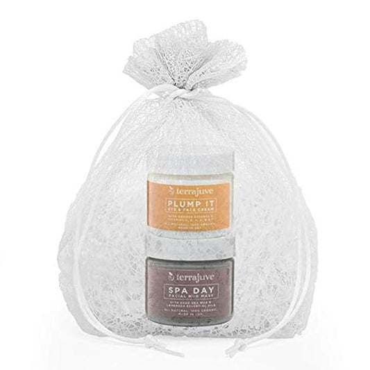 Terrajuve Plump it Eye and Face Anti Aging Moisturizer Cream (2 Oz) plus Dead Sea Mud Treatment (2 Oz) in Organza Bag Pure, Organic, All Natural, Made in USA Gift – Mother's Day Gift for Mom