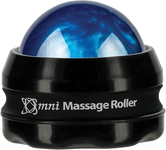 Core Products Omni Massage Ball Manual Roller Massager for Self Massage Therapy Tool, Black Cap - Blue