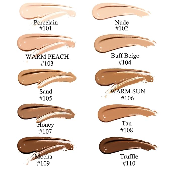 2 Pack PHOERA Foundation 102# Nude 103# Warm Peach,Flawless Soft Matte Liquid Foundation 24 HR Oil Control Concealer Foundation Makeup.